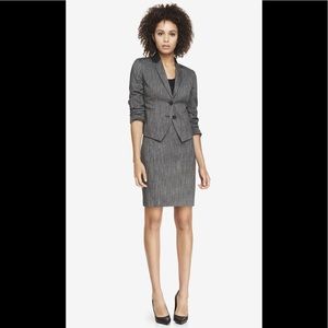 Express 3/4 Ruched Sleeve Tweed Blazer